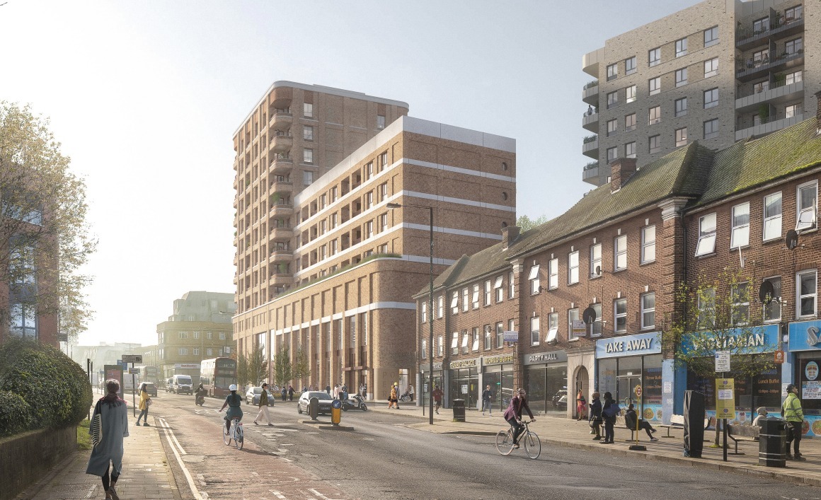 A CGI of Greenmead Place, dubbed Tesco Towers it would provide 504 new homes in ten apartment blocks. Image Credit: Notting Hill Genesis